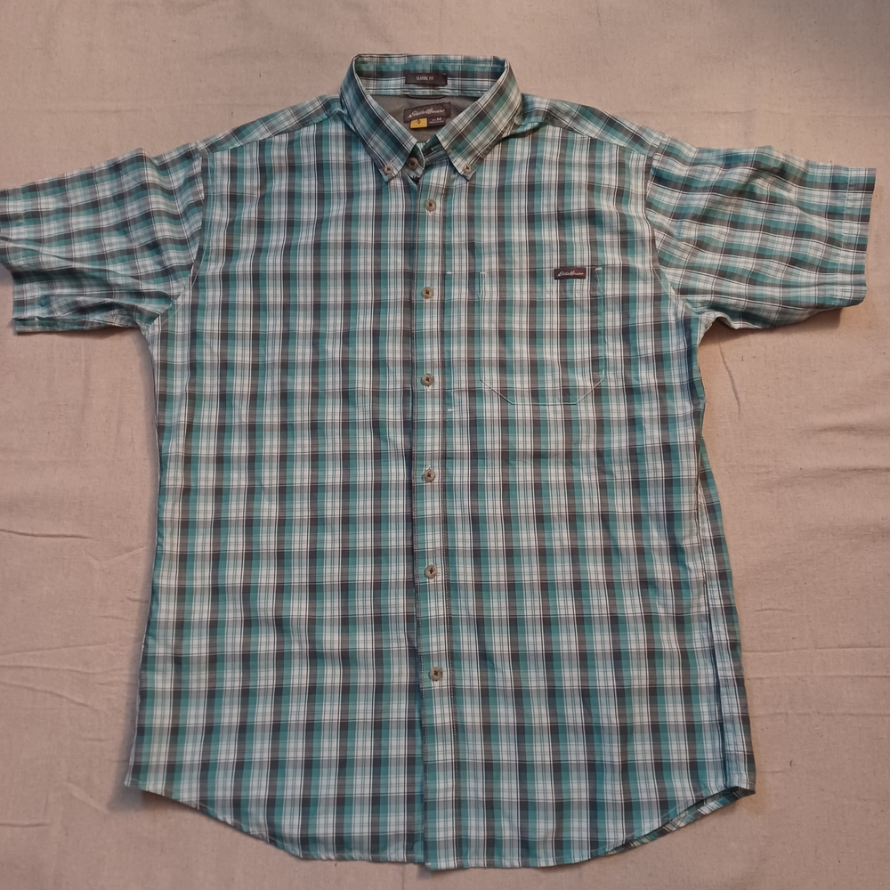 Eddie Bauer Short-Sleeve Plaid Button-Down Shirt Men's Size Medium